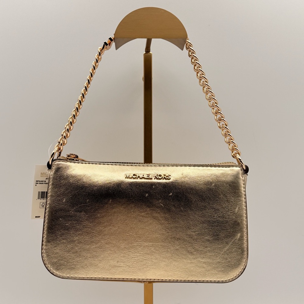 Michael Kors NWT Metallic Gold Mini Shoulder Bag Chain Strap Top Handle